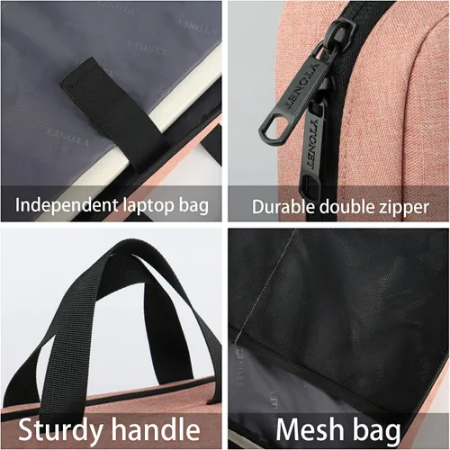 Miniatura 5 de Ytonet Funda profesional para transportar laptop de 15.6 pulgadas, resistente al agua, compatible con la TSA, con asas, compatible con laptops Rosa