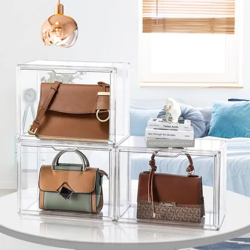 Miniatura 3 de DILIBRA Paquete de 4 organizadores de almacenamiento de bolsas de plástico transparente para armario, pequeña caja de exhibición de acrílico