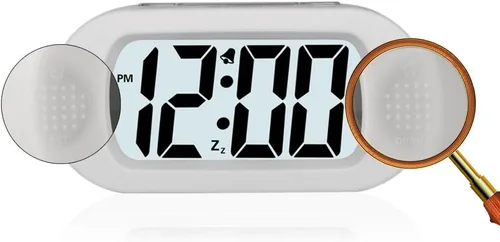 Miniatura 7 de Plumeet Reloj Despertador para Niños LCD Digital Grande Relojes Despertadores de Viaje con Repetición y Luz Nocturna - Sonido Ascendente