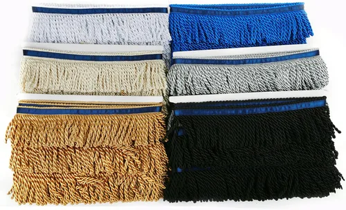 Miniatura 6 de Ribete de Flecos de Lingotes y Adornos 5/10 Yardas X 2.5 Pulgadas de Tela para Costura DIY Decoración para Ropa Flecos Hebreos Dorados con Cinta Azul