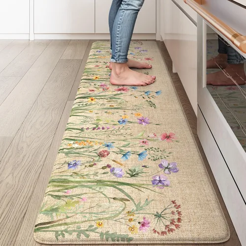 Miniatura 35 de KIMODE Tapete antifatiga para suelo de cocina, semicírculo de 18 x 28 pulgadas, de espuma viscoelástica, acolchado, antideslizante, tapetes cómodos