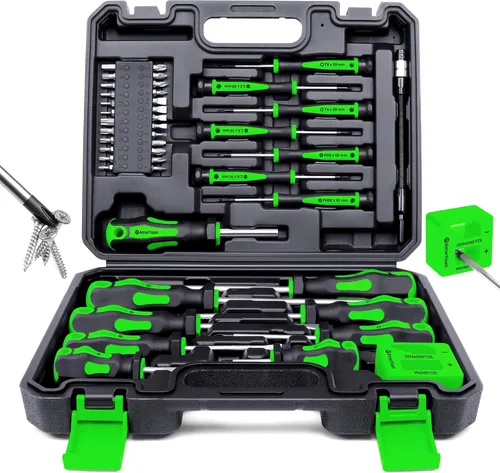 Miniatura 9 de Amartisan Juego de destornilladores magnéticos de 86 piezas con estuche, incluye destornilladores ranurados, Phillips, hexagonales, Pozidriv, Torx