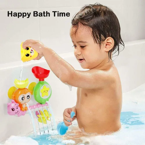 Miniatura 10 de G-WACK Juguetes de baño para niños pequeños de 1, 2 y 3 años, juguetes de agua para tina de bebé recién nacido, juguetes de agua interactivos
