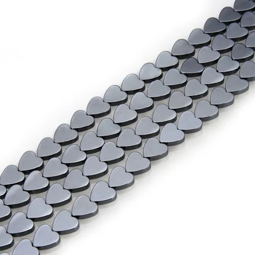 55 piezas de piedras preciosas curativas de hematita negra natural de grado A de 0.315 pulgadas (0.315 in) con cuentas sueltas de corazón para