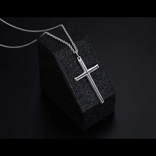 Miniatura 4 de Valentines Day Gifts Mens S925 Sterling Silver Large Cross Christian Faith Pendant Necklace 24 Inches Silver Chain Jewelry