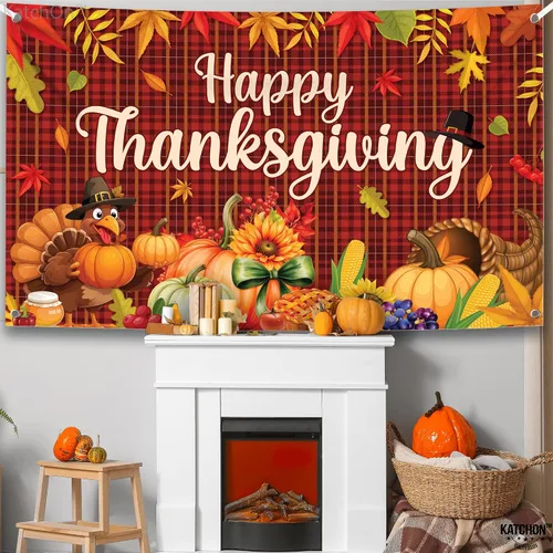 Miniatura 7 de KatchOn, Cartel de Feliz Acción de Gracias – XL, 72 x 44 pulgadas Fondo de decoración de feliz Acción de Gracias para decoraciones de cosecha