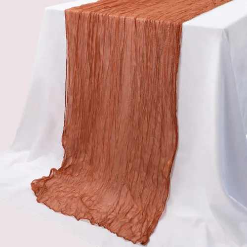 Miniatura 5 de LVEFIT 4 piezas de camino de mesa de gasa de terracota de 13.3 pies de largo, camino de mesa rústico para boda, decoración de quesos para boda