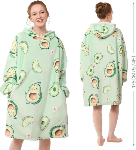 Miniatura 2 de LetsFunny Sudadera con capucha estilo cobija, súper suave, cálida y acogedora, con bolsillo gigante, de sherpa y forro polar, para mujeres, hombres