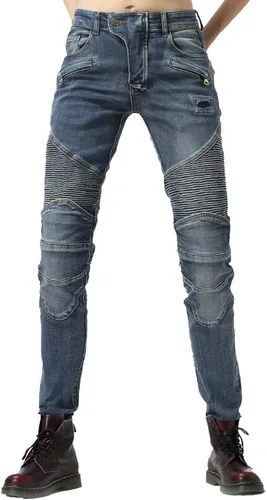 Pantalones de motociclista para mujer con rodilleras y rodilleras