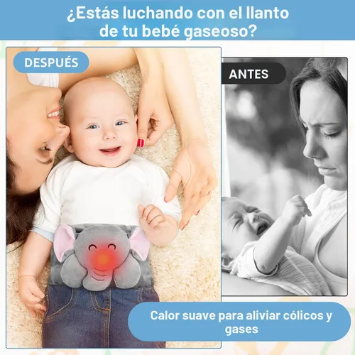Miniatura 3 de Alivio de cólicos y gases para bebés - Heigoeost Envoltura abdominal calentada para recién nacidos para aliviar el vientre mediante calor Elefante