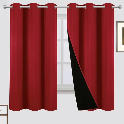 Miniatura 11 de LEMOMO Cortinas 100% opacas de 52 x 95 pulgadas, 2 paneles de oscurecimiento con aislamiento térmico para dormitorio Negro