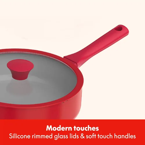 Miniatura 5 de So Yummy by bella Juego de 12 piezas de utensilios de cocina con revestimiento antiadherente de cerámica EverGood™ y utensilios de silicona y Rojo