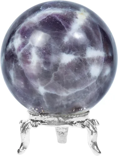 Miniatura 13 de Crocon Bola de esfera de piedra de sangre africana de 1.969 in con soporte de metal, más de 1400 quilates, bola de piedras preciosas curativas