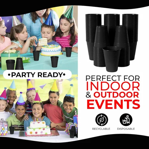 Miniatura 3 de Party Solids Vasos de plástico negros - 12 onzas, paquete de 100