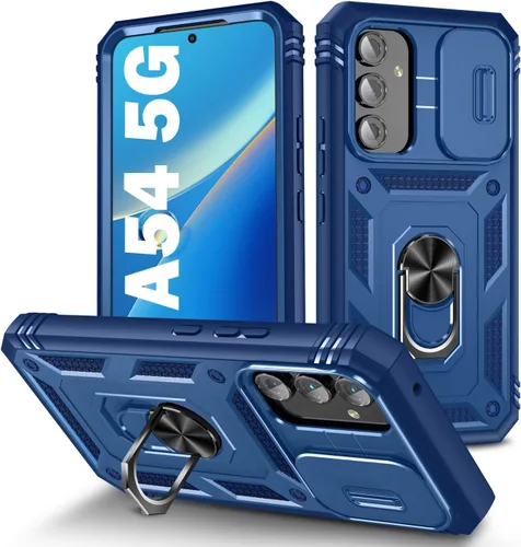 Miniatura 71 de PASNEW Funda para Samsung Galaxy A54, Soporte Metálico y Cubierta Deslizante para Cámara, Militar Multicapa Resistente de Cuerpo Completo a Prueba