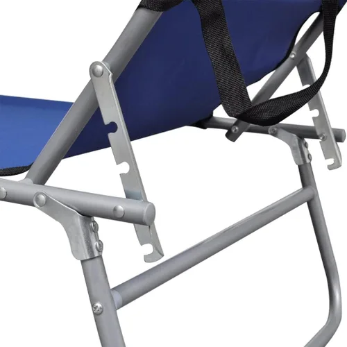 Miniatura 4 de vidaXL Sillón de patio, tumbona plegable con respaldo ajustable, tumbona con toldo, silla de piscina para porche al aire libre, aluminio azul