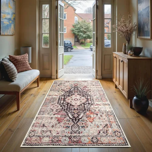 Miniatura 51 de GLN Rugs Bohemian Collection - Alfombra de felpilla lavable a máquina, bohemio vintage, antideslizante, alfombra de felpilla de pelo bajo, alfombra