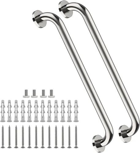 Miniatura 13 de Paquete de 2 barras de regadera de 16 pulgadas - Diámetro de 1.25", mango de barra de regadera de acero inoxidable blanco ZUEXT para baño, barra