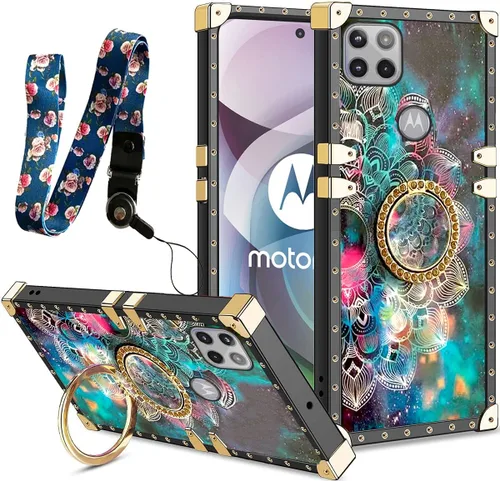 Miniatura 22 de nancheng Funda para Motorola Moto One 5G Ace/One 5G UW Ace Luxury Colorful Love Heart Bee Design Gold Electroplated Phone Cover with 360° Diamond