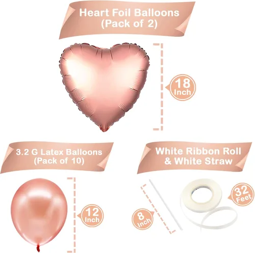 Miniatura 4 de Katchon - Set decorativo de globos de papel de aluminio, diseño "love", corazón, rosado