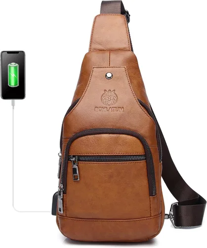 Miniatura 144 de LUKZIJAES Bolso bandolera de cuero genuino para hombre
