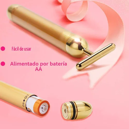 Miniatura 6 de Rodillo masajeador de cara Rodillo dorado 3D Rodillo facial eléctrico y rodillo facial en forma de T Kit masajeador Rodillos faciales