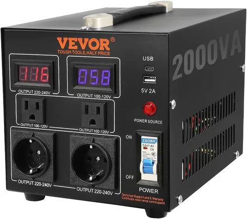 Miniatura 12 de VEVOR Transformador convertidor de voltaje, 500 VA, transformador de potencia elevador/abajo de servicio pesado, convertir de 110 V a 220 V y 220 V