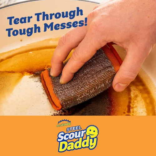 Miniatura 2 de Esponjas de limpieza grandes de acero de Scrub Daddy - Esponja de acero inoxidable XL de Scrub Daddy para fregar platos - Almohadillas de limpieza