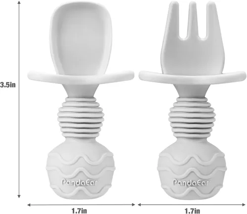 Miniatura 3 de PandaEar Paquete de 6 cucharas de silicona para bebés, cucharas para bebés de 6 a 12 meses, suministros de destete LED para bebés
