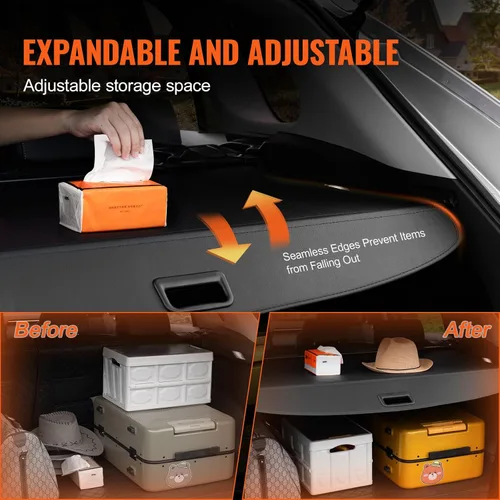 Miniatura 4 de VEVOR Cubierta retráctil para carga para Toyota, cubierta de seguridad para cajuela impermeable mejorada para Toyota RAV4 2019-2025 5 plazas