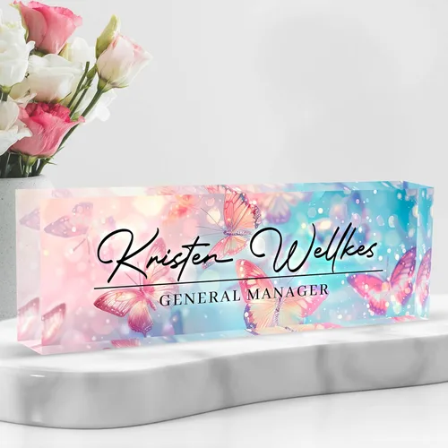 Miniatura 10 de Placa de nombre personalizada para escritorio, placa de nombre de escritorio de acrílico personalizada, regalos de agradecimiento a los empleados