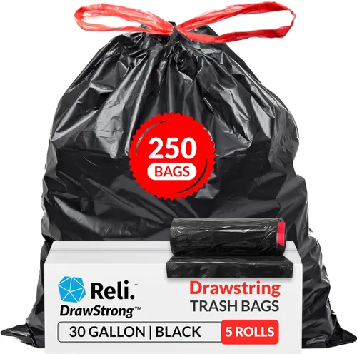 Miniatura 9 de Reli. Bolsas de basura con cordón de 2 a 4 galones, 250 unidades, 18 x 20 pulgadas, bolsas de basura pequeñas de 4 galones, asas con cordón, forros