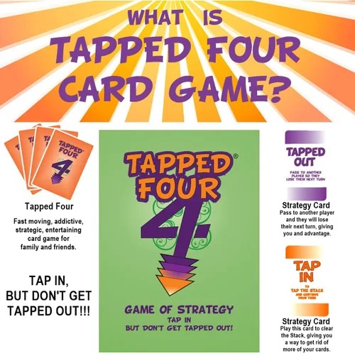 Miniatura 6 de Juego de cartas original Tapped Four Juego de fiesta de estrategia rápido y competitivo 2 a 8 jugadores Juego fácil de aprender, adictivo