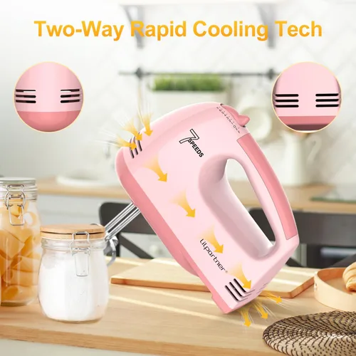 Miniatura 6 de LILPARTNER - Batidora de mano eléctrica, ultra potencia, con 7 velocidades y 5 accesorios de acero inoxidable para batir masa, crema, pasteles, apto