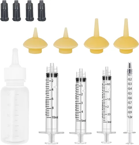Miniatura 9 de Mini Botella de Alimentación para Mascotas y Jeringas con Tetinas para Gatos Pequeños, Perros, Gatitos, Cachorros, Conejos, Animales Pequeños