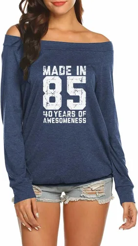 Miniatura 2 de Made in 72 Impreso 50 Cumpleaños Con Hombros Descubiertos Cuello Redondo Camiseta Tops Mujer