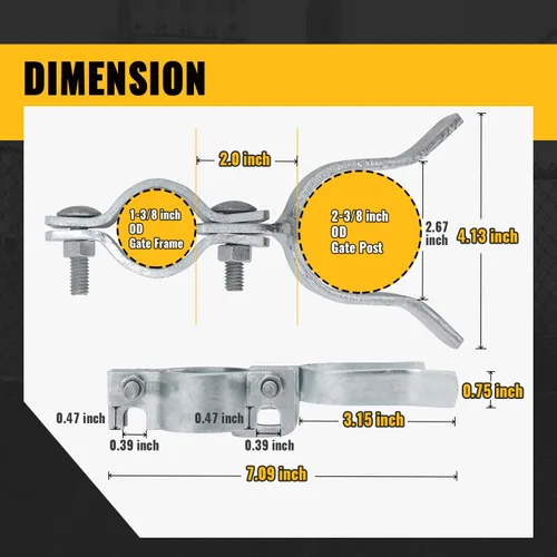 Miniatura 7 de VIVIDA Pestillo de puerta de enlace de cadena de 1-3/8 pulgadas x 2-3/8 pulgadas, 2 piezas, pestillo de horquilla para puertas de metal con orificio