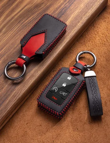 Miniatura 4 de Funda de cuero para llavero de Jeep, funda protectora de llavero inteligente compatible con Grand Cherokee L Grand Wagoneer 2021-2026 (negro)