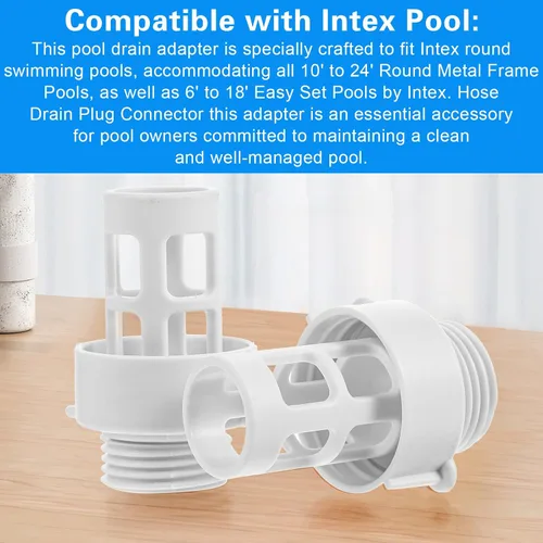 Miniatura 3 de Grevosea Paquete de 2 conectores de drenaje de piscina, conector de tapón de drenaje de manguera de jardín 10184 para piscinas redondas Intex