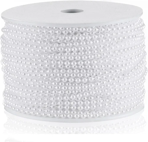 Miniatura 21 de Guirnalda de Perlas de 10MM, 10.06 Metros de Cadena de Perlas de Imitación Dorada, Rollo de Hilo para Decoración de Boda y Fiesta, Adornos