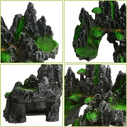 Miniatura 5 de Saim Decoraciones grandes de roca de acuario, adorno de montaña, puente de cueva de peces, modelo de paisaje acuático para peces dorados, escondite