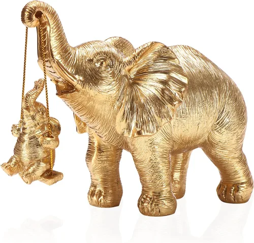 Miniatura 8 de Estatua de Elefante Dorado para Acentos de Decoración del Hogar Sala de Estar Estantería Soporte de TV Oficina. Plato para Baratijas. Regalo