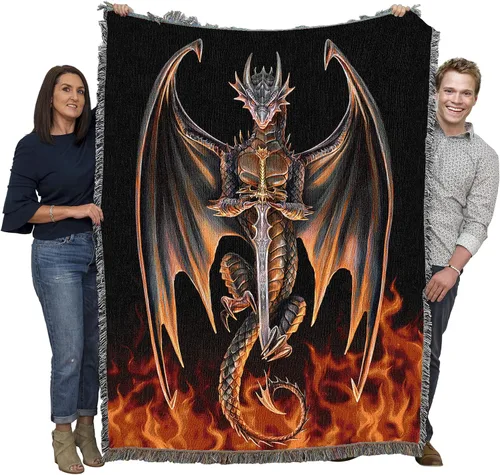 Miniatura 16 de Pure Country Weavers Anne Stokes - Manta de belleza de dragón de la colección Age of Dragons – Manta de fantasía para regalo tejida de algodón