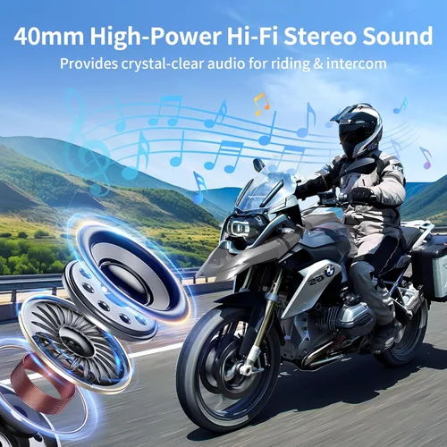 Miniatura 3 de Fodsports FX4 Pro - Auriculares Bluetooth para motocicleta, intercomunicador de motocicleta para 4 riders, sistema de comunicación de casco