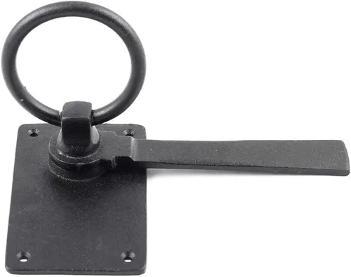 Miniatura 8 de Renovators Supply Manufacturing Cerradura de puerta de hierro forjado negro de 6.5 pulgadas con herrajes de montaje