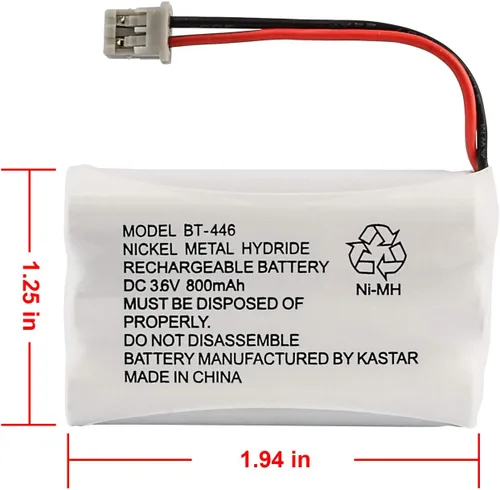 Miniatura 2 de Uniden BBTY0504101 Modelo BT446 - Baterías inalámbricas recargables de hidruro metálico de níquel (paquete de 2) para uso con teléfonos inalámbricos