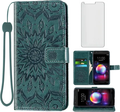 Miniatura 12 de Funda de teléfono para LG K30 2018 5.3/Premier Pro LTE/Phoenix Plus/Harmony 2/K10/Xpression Wallet con protector de pantalla de vidrio templado Flip