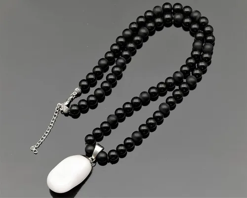 Miniatura 94 de Colgante de turmalina cruda natural, Collar de cuentas de ónix negro genuino, Collar de piedra negra, Collar de piedras preciosas, Cuentas de 0.315