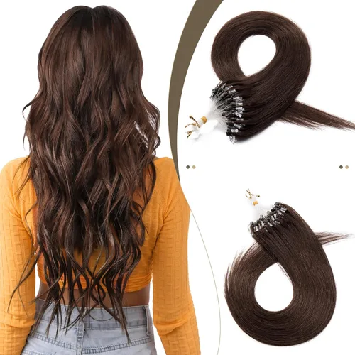 Miniatura 28 de SEGO Extensiones de cabello humano con micro cuentas, extensiones de cabello humano con micro bucle, lacio, natural, fusión fría, 1.76 oz/paquete