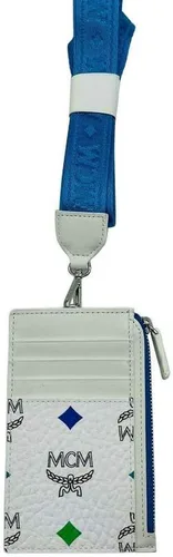 MCM Estuche para tarjetas con cordón y logotipo de arcoíris para mujer, Blanco